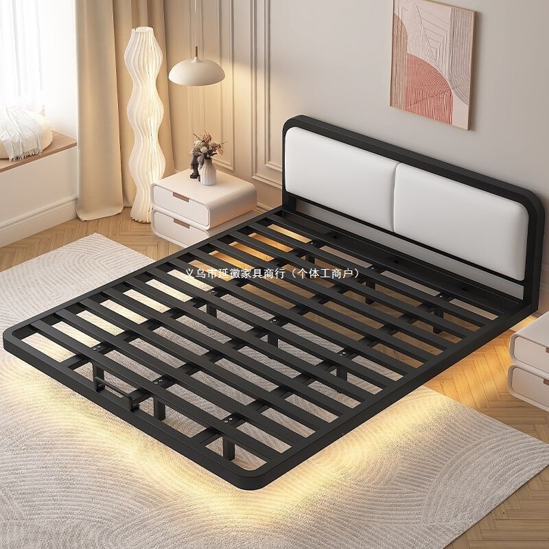 Modern minimalist floating bed for home use, suitable for master bedrooms and small apartments, featuring a reinforced and thickened double bed frame, 2026 new model iron frame bed Modern minimalist floating bed for home use, suitable for master bedrooms and small apartments, featuring a reinforced and thickened double bed frame, 2026 new model iron frame bed