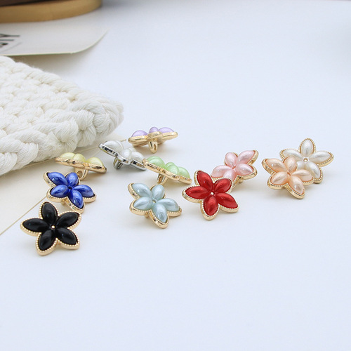 Star metal imitation shell button knitted cardigan sweater button shirt dress button top button white