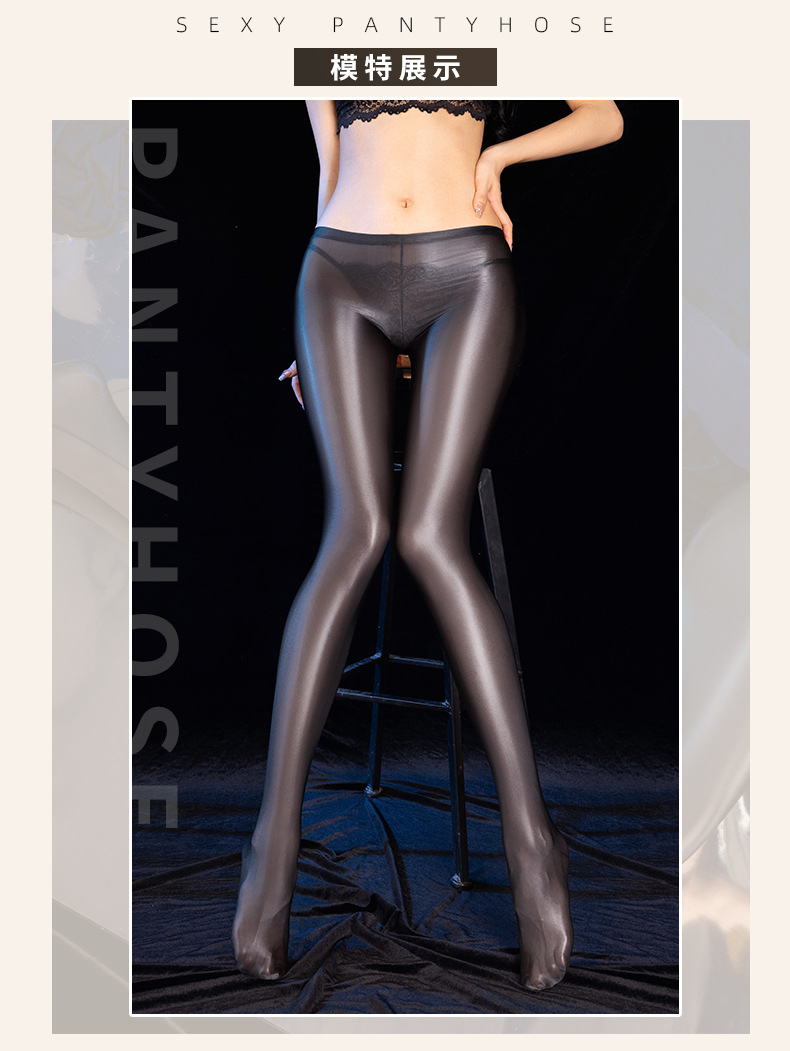 Tear-Resistant Open-Crotch Silk Stockings, Black Sheer Hosiery for Women, One Size — detail image 3