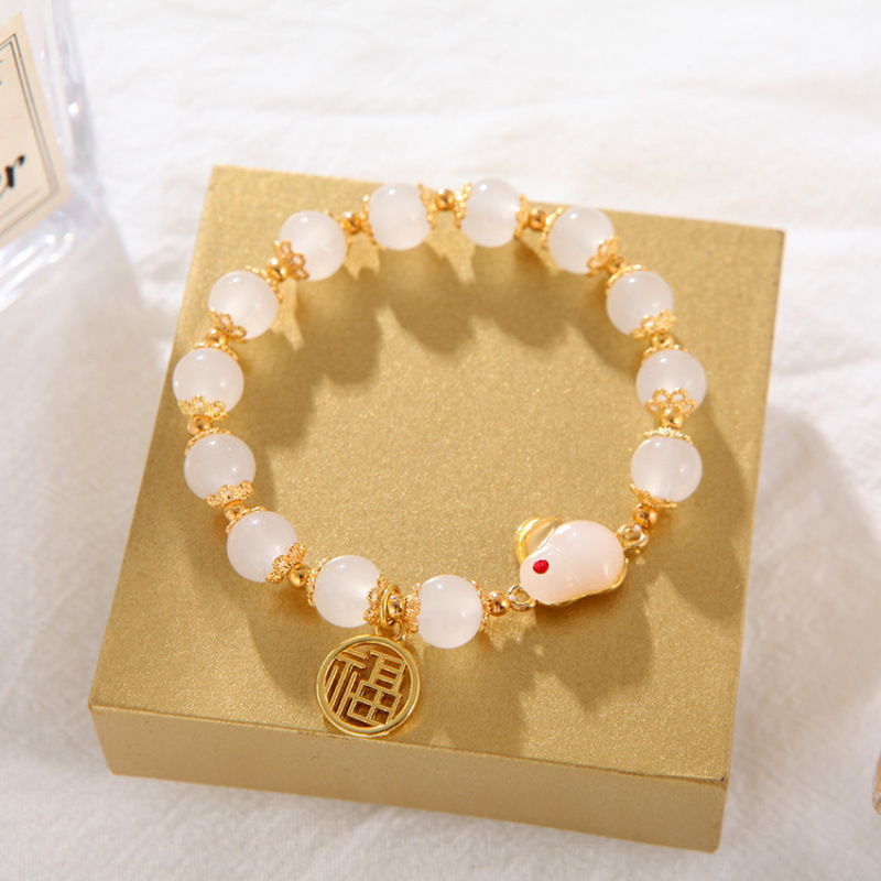 S010-화이트비즈옥토끼팔찌#SZ119