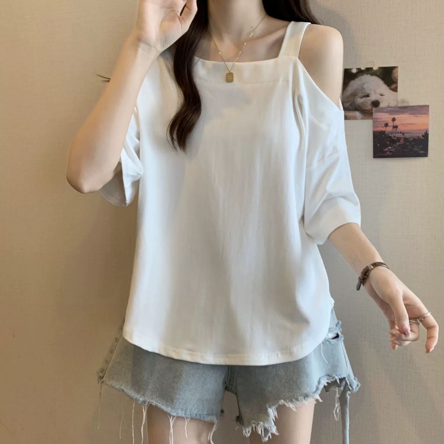 Футболка женская летняя oversize свободного кроя (плюс сайз) — короткий рукав 2–4XL, белая/чёрная