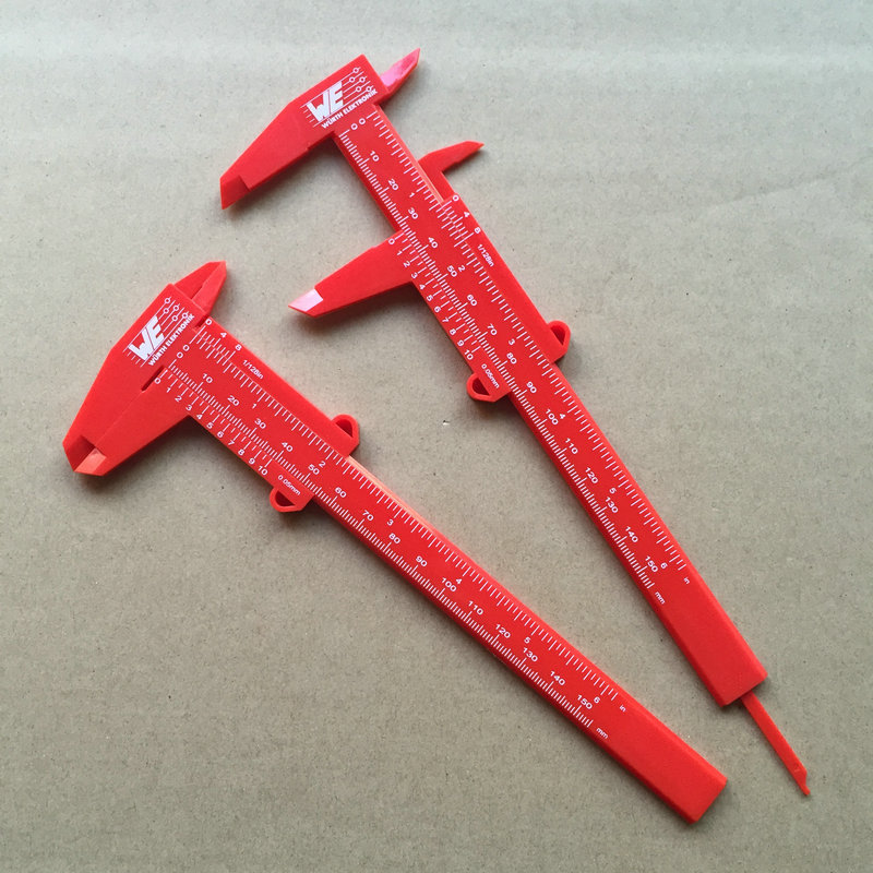 可印刷ABS料实色红色卡尺 红色游标卡尺 工具卡尺 塑料卡尺
