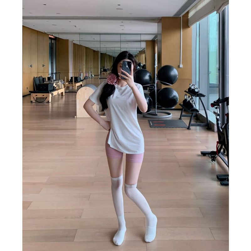 新款宽松短袖T恤女修身速干衣健身跑步轻薄透气罩衫瑜伽服1858|undefined