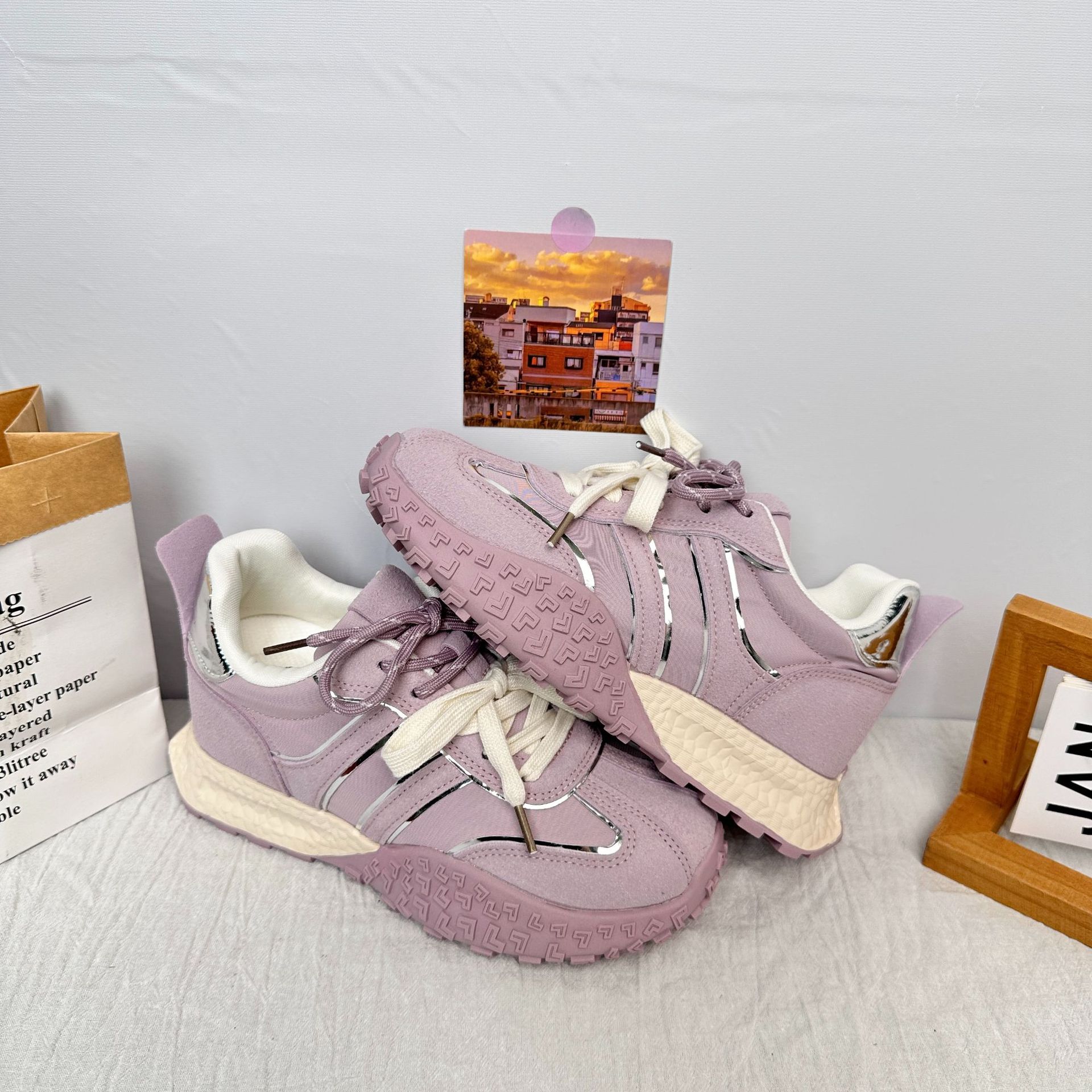 A9904 plantilla de látex/aumento interior de suela gruesa zapatos de papá zapatos de mujer diseño de nicho 2025 nuevas zapatillas de deporte explosivas image 9