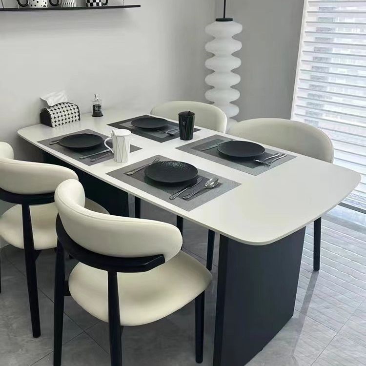 Nordic Minimalist Enoch Rock Plate Dining Table and Chair Simple Modern Pure White First Single Stand Reduced New Style Simple Table and Chair Combination