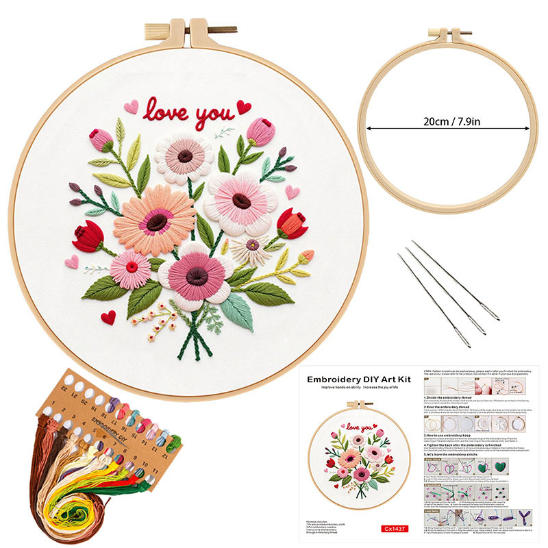 Nuevo día de San Valentín bordado flordiy material hecho a mano paquete original de aguja transfronterizo inglés