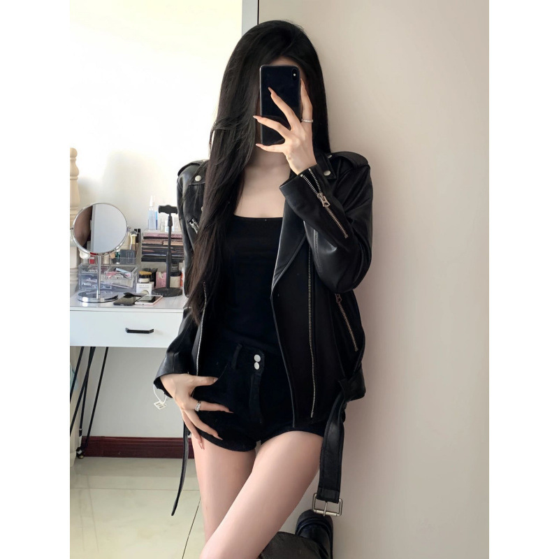 皮衣外套女2025春季新款大码胖mm宽松百搭休闲夹克气质机车服上衣|undefined