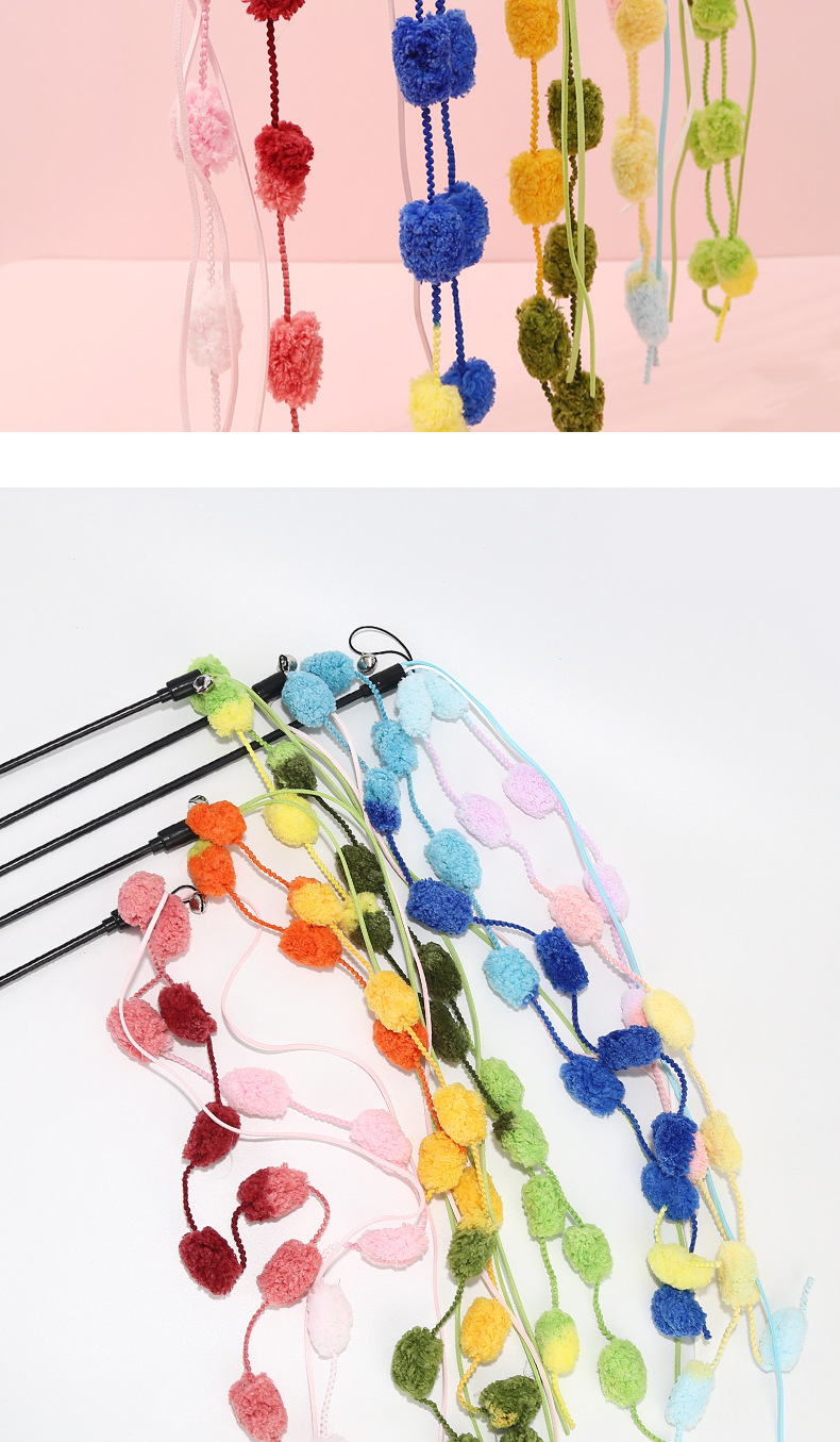 厂家现货新款撞色毛绒球逗猫棒 耐抓耐咬逗猫玩具互动逗猫棒批发详情23