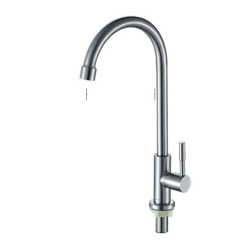 304 acero inoxidable cocina lavabo grifo frío y caliente único en frío acero inoxidable lavabo piscina vertical gran grifo de curva