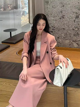 2024年春秋新款宽松高级感韩版休闲西服套装两件套茶系穿搭女气质