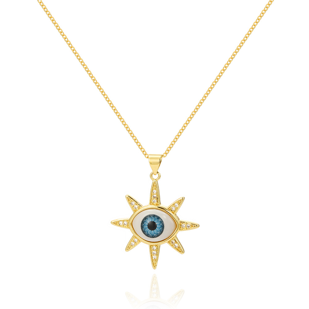 Eye Pattern Women's Gender Hip-hop Retro Eye Copper Gold Plated Pendant Necklace In Bulk