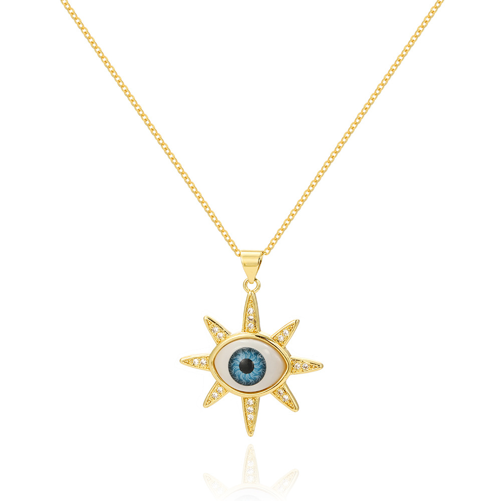 Hip-hop Retro Eye Copper Gold Plated Pendant Necklace In Bulk display picture 3