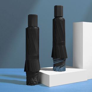 Manual large umbrella folding umbrella sunny and rainy dual-use student umbrella reinforced wind-resistant black glue UV-proof umbrella