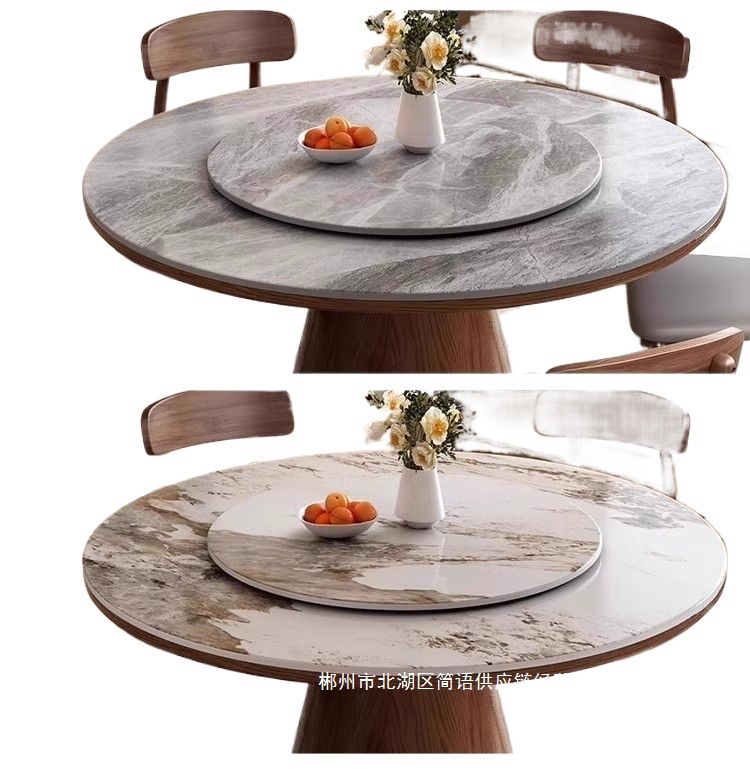 Fábrica directa 2026 mesa de comedor de lujo ligera de tabla de roca combinación de mesa de comedor redonda doméstica de tipo pequeño horno electromagnético hotel