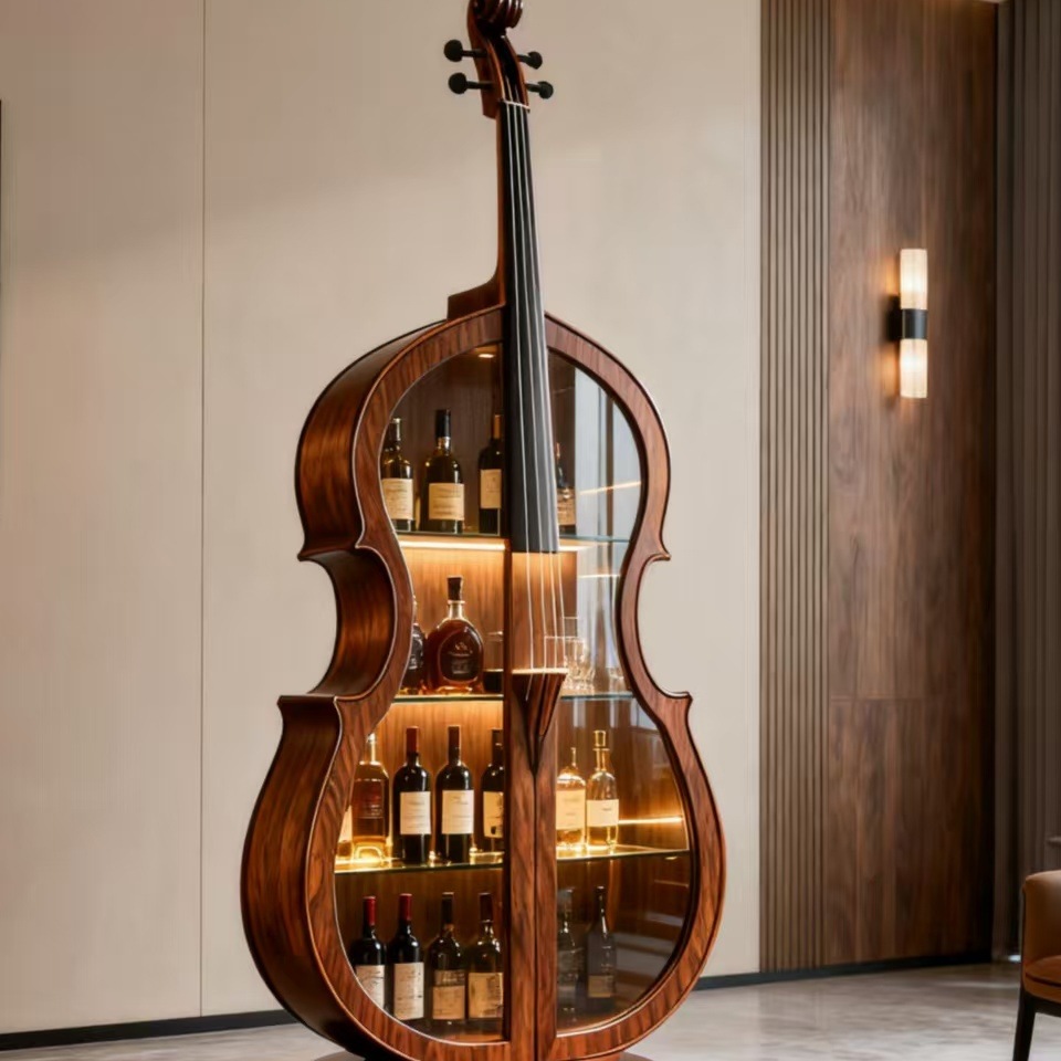 American Cello North American Black Walnut Wine Cabinet Display Cabinet Living Room Art Wine Cabinet European Solid Wood Wine Cabinet