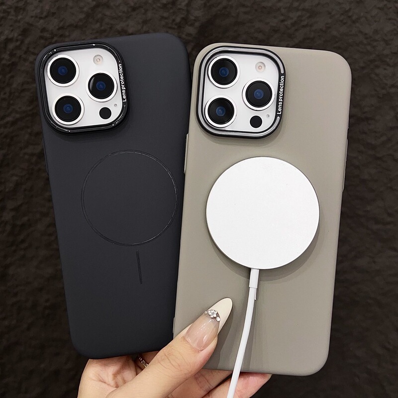 纯色肤感磨砂适用iPhone17细圈磁吸手机壳苹果16高级感防摔保护套|undefined
