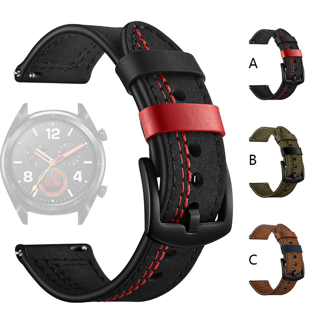 22mm leather strap for Samsung WATCH4/5/Huawei GT3 universal leather watch wristband