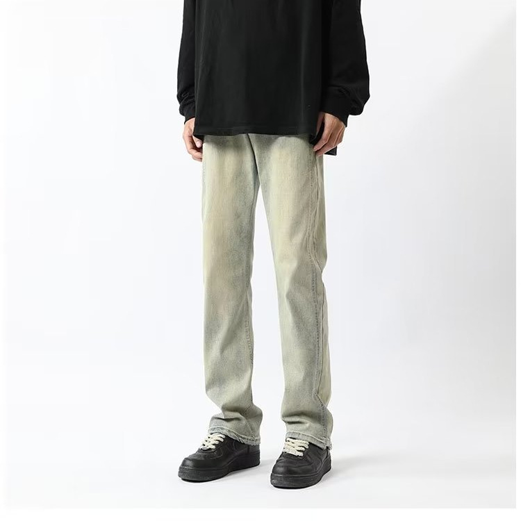 Niños 2024 primavera y otoño nuevos jeans tendencia de la calle retro simple y suelto recto pantalones largos de pierna ancha