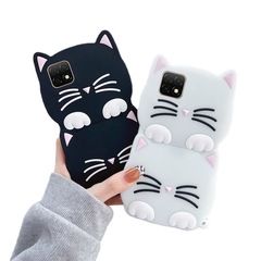 新款趴趴鬍鬚貓咪適用三星A53手機殼立體卡通KT貓軟硅膠保護套A12