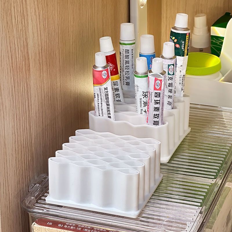 家用桌面管状软膏分类收纳盒化妆品小样收纳架硅胶小样药膏收纳架|undefined