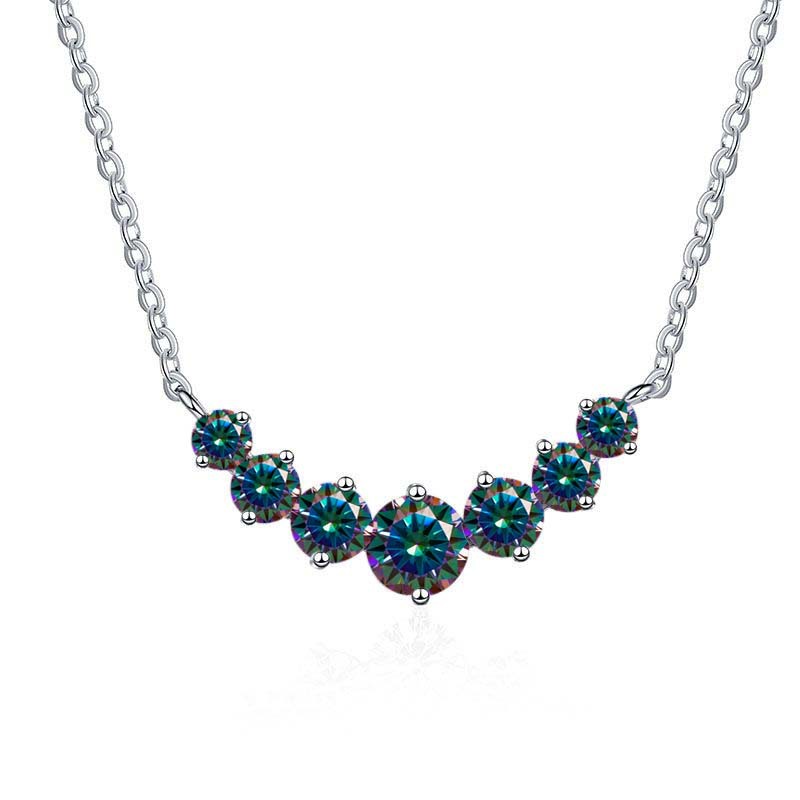 Collar de oro de plata esterlina s925 mujer sonrisa minimalista siete princesas collar de piedra de mosaico de color 2.8 quilates