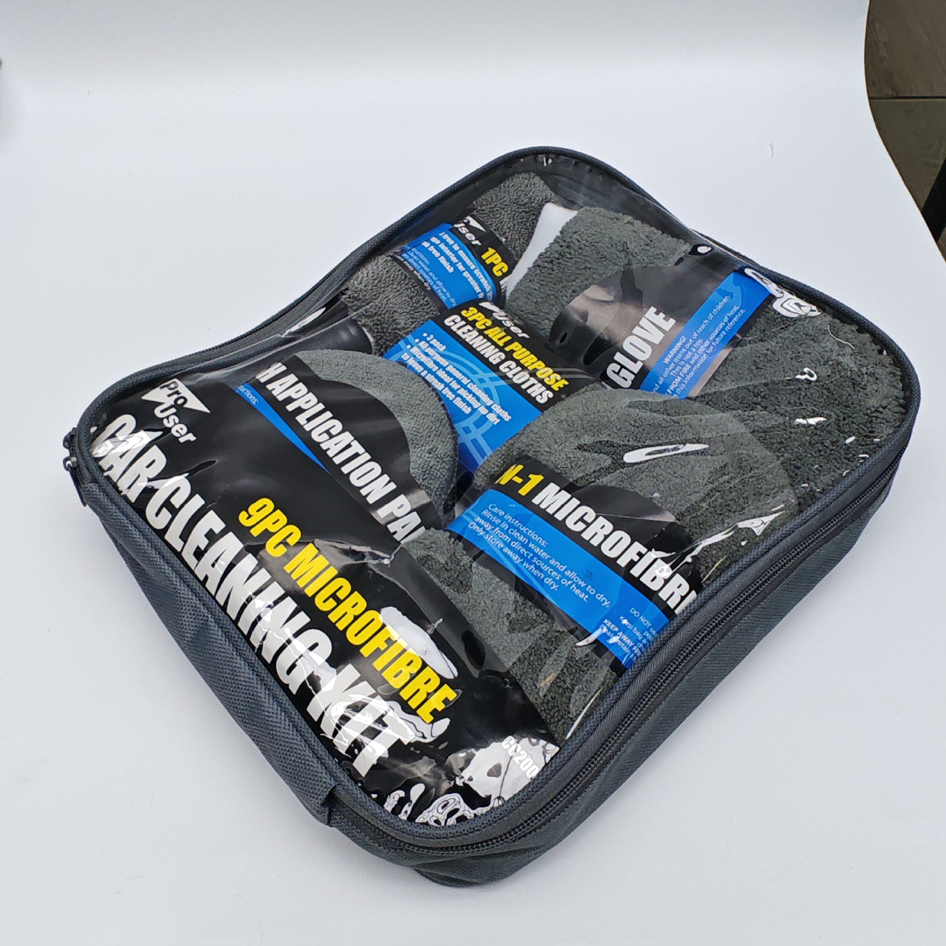 Car Cleaning Microfiber Car Wash Sponge Gloves Tire Brush Waxing Pad Cleaning Cloth Set Nine-Piece Car Wash Kit