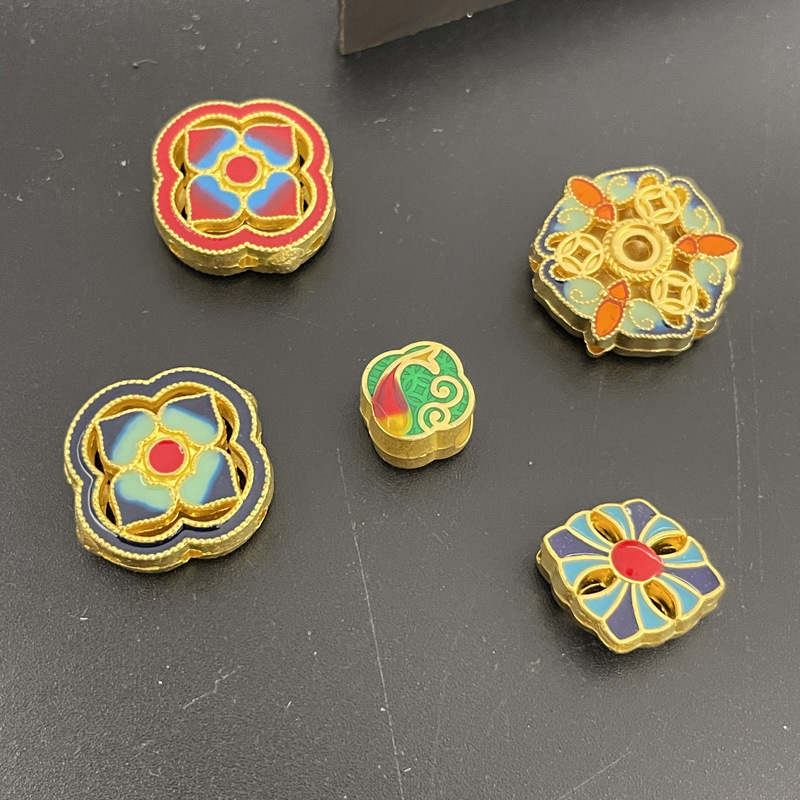 DIY配件景泰蓝烧蓝合金百搭发簪流苏蝴蝶结荷花手链项链双面背云