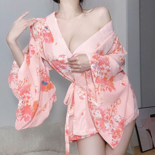 Super tender and amazing~Sakura yukata, kimono, bathrobe, large size pajamas, private room, home clothes, nightgown, sexy underwear