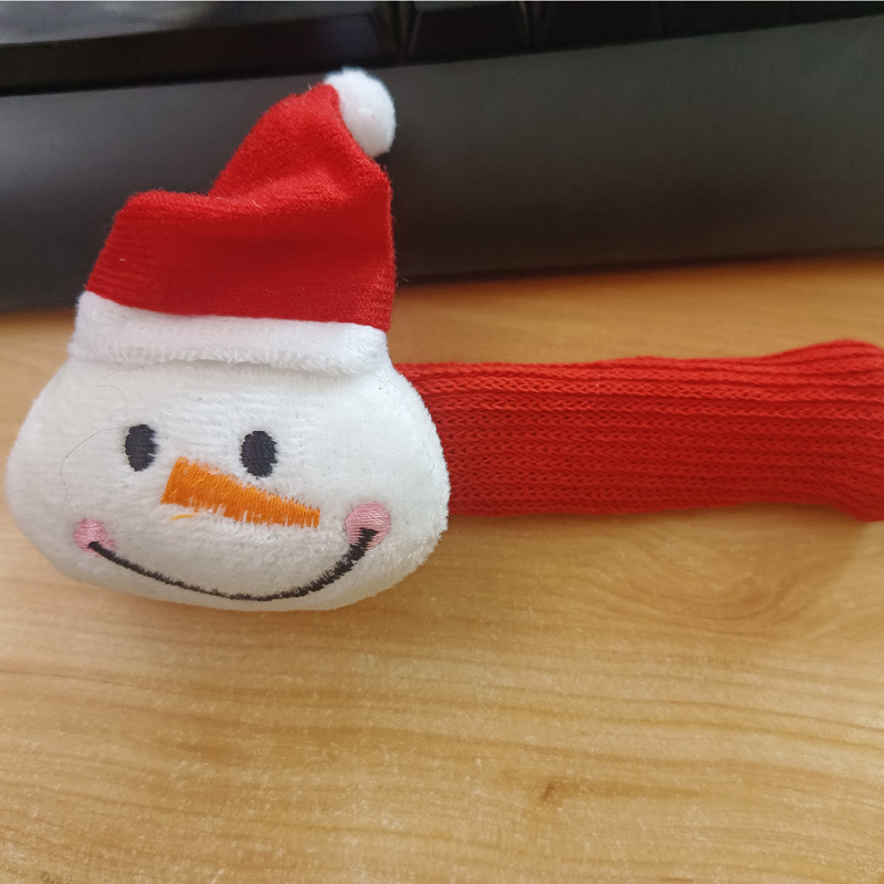 눈사람 빨간색 니트 도어 핸들 장갑 한 쌍