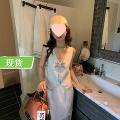ル・ルージュ周美梅ココナッツアイランドホリデーシェルバックルストロークハンドビーズVネックコットンとリネンスタックベスト