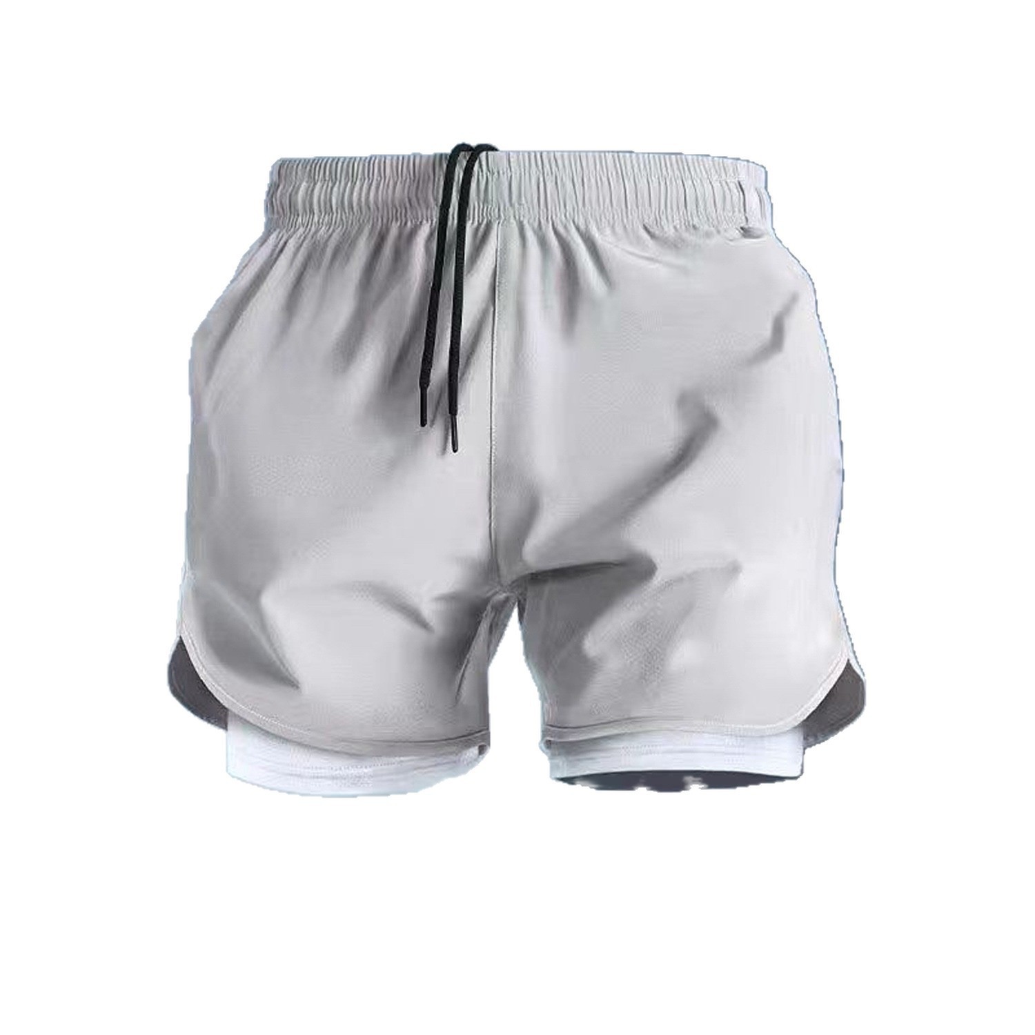 Transfronterizo transpirable hombre elástico para revestimiento anti-falso desnudo de dos pantalones cortos al aire libre para correr pantalones cortos deportivos de hombre