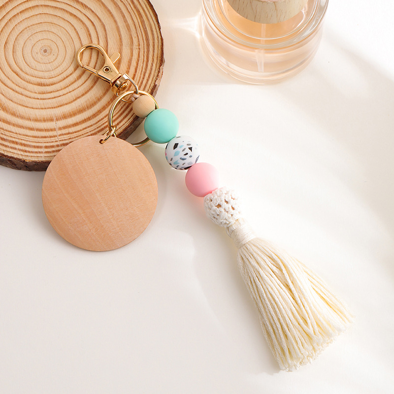 30g Weight Keychain Classification 1 Piece Quantity Holiday, Daily Occasion Wood, Silica Gel Material Flower Pattern All Seasons Season Vacation, Classic Style Style 1 Piece Vacation Classic Style Flower Wood Silica Gel Keychain 8