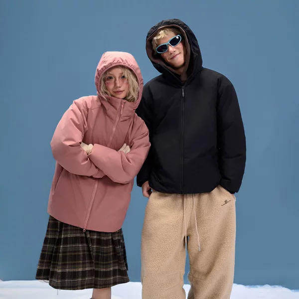 Lightweight, high-quality winter jacket for men and women, featuring a thin cotton lining, windproof and waterproof design, fashionable and simple style, and a warm, hooded construction