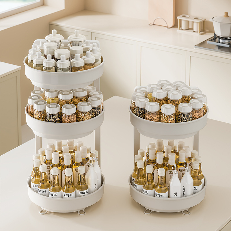 Stainless steel rotating seasoning rack kitchen seasoning seasoning rack table salt seasoning tank storage box storage box