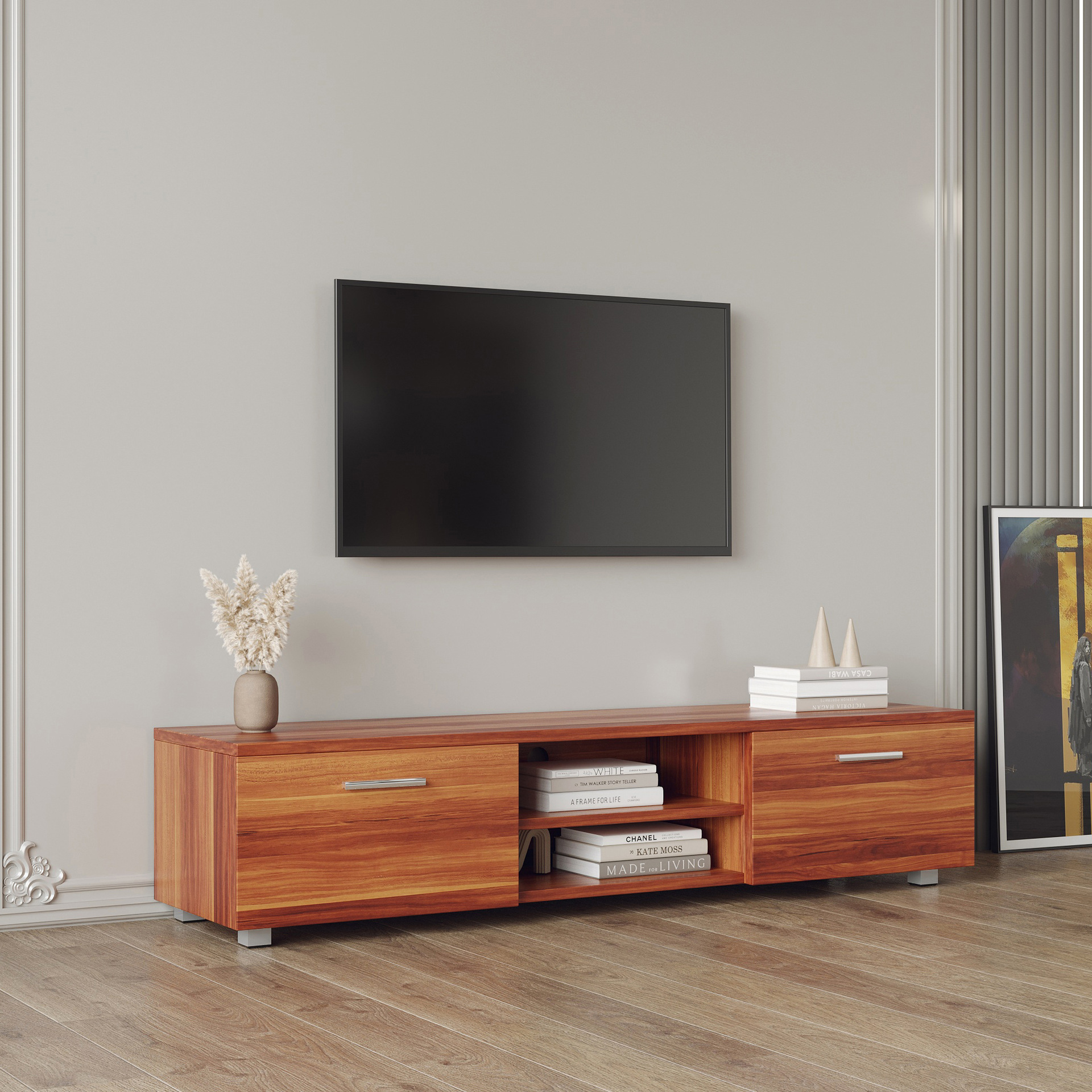 Juego de mesa de centro y mueble para TV de lujo ligero para sala de estar, mueble de almacenamiento y multimedia moderno y minimalista para apartamentos pequeños. image 4
