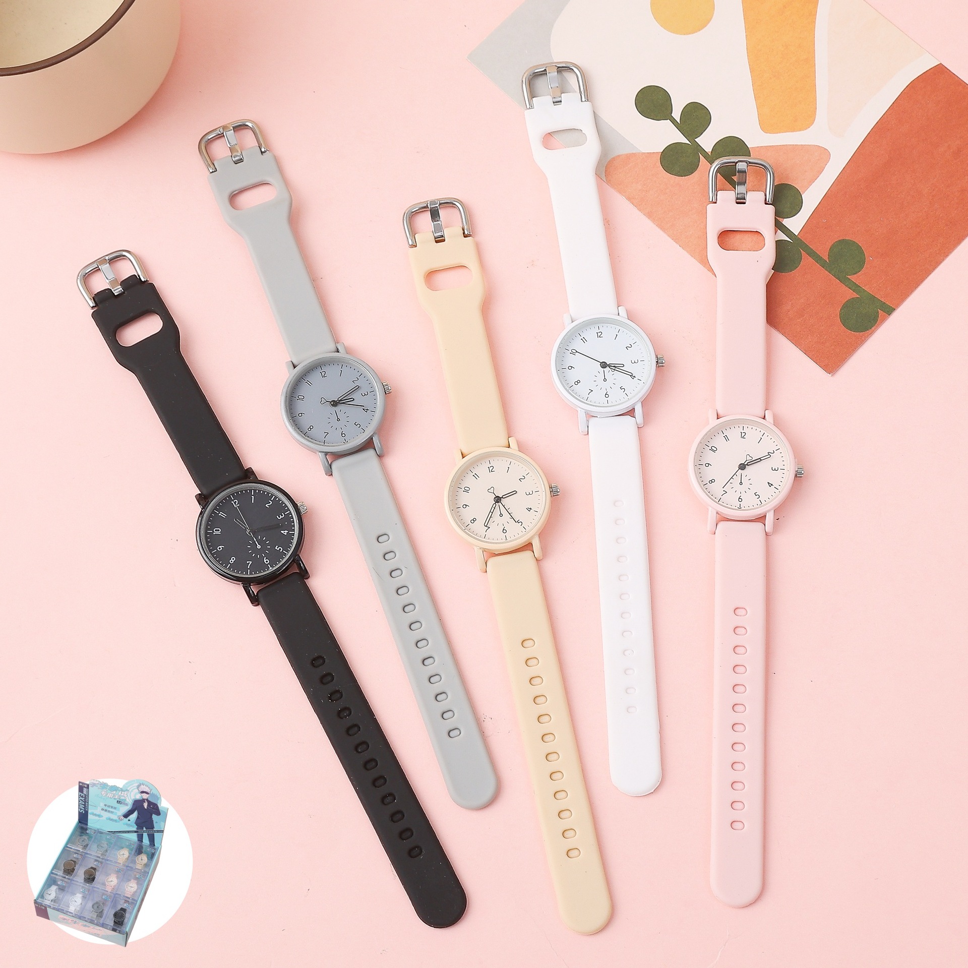 Japanese-Style Cherry Blossom Watch for Girls, Simple Korean Version, Cute Candy Color, Ins Forest Style, College Style for High School Girls