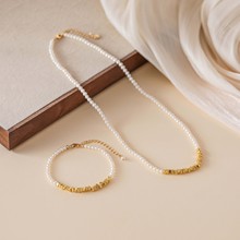 natural freshwater pearl necklace women's fashion barhaoke clavicle chain special-interest design 14k gilded necklace sweater chain undefined