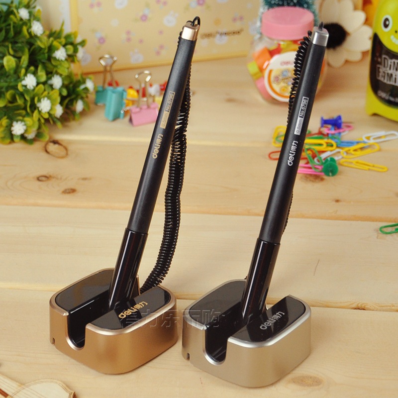 Deli 6796 Neutral Desk Pen Counter Fixed Signature Pen 0.5 Bullet Tip Front Desk Pen Business Neutral Pen Desktop