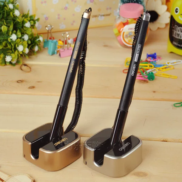 Deli 6796 Neutral Desk Pen Counter Fixed Signature Pen 0.5 Bullet Tip Front Desk Pen Business Neutral Pen Desktop