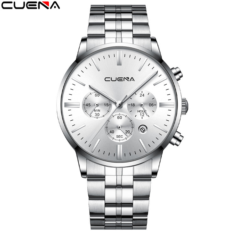 Nuevo reloj de negocios para hombres reloj de seis Pines de acero inoxidable multifuncional estudiante impermeable Comercio exterior Venta caliente