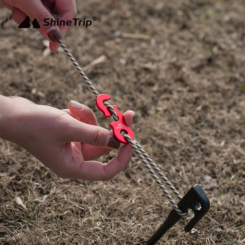 ShineTrip Shanqu Aluminum Alloy Paracord Buckle Tent Drawstring Accessories Wind Rope Buckle Three Eye Opening Rope Buckle Small