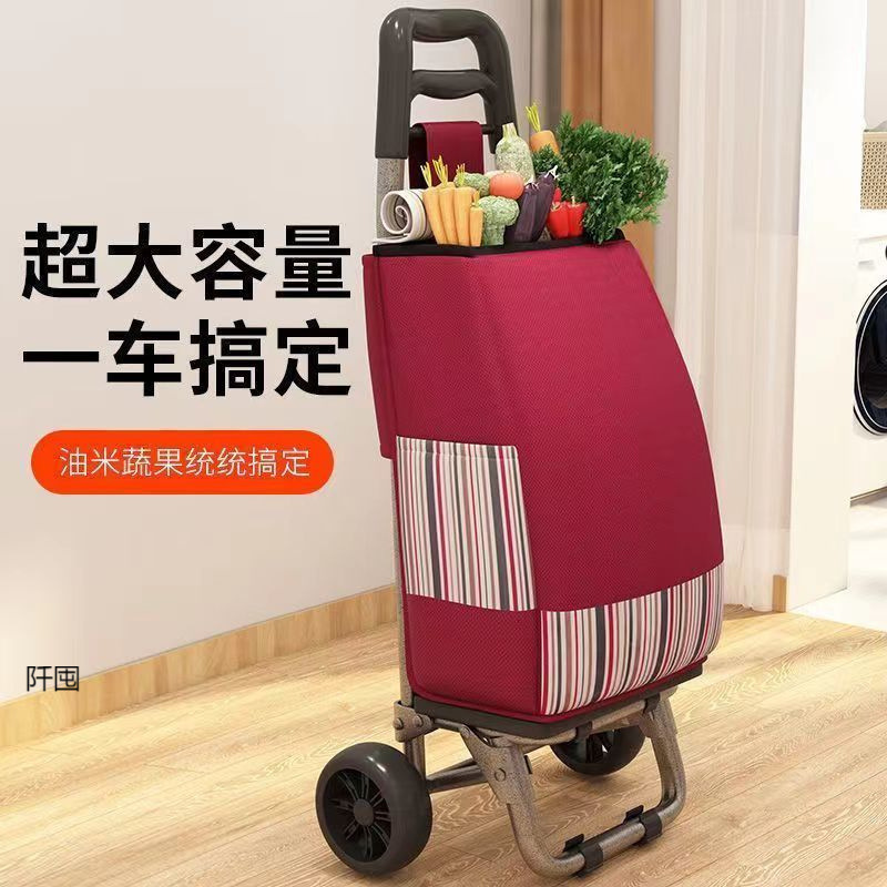 Folding Shopping Cart for Home Use, Stair-Climbing Trolley for Elderly, Portable Small Cart for Groceries, Sturdy Small Cart