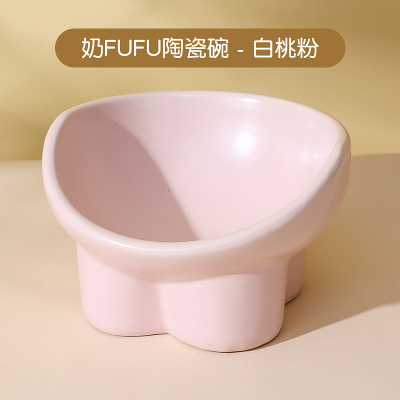 Tazón de cerámica para gatos para mascotas, tazón para perros, tazón para gatos, tazón de agua, arco alto para proteger la columna vertebral cervical, oro pequeño