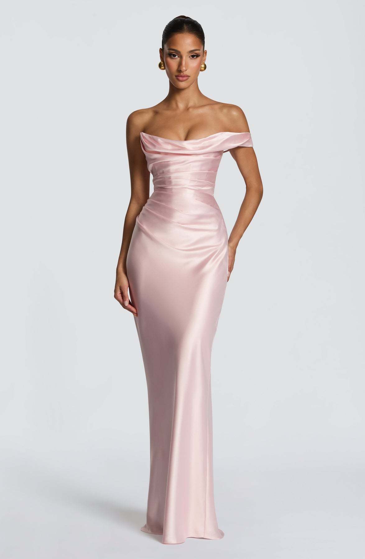 Women's Satin Long Dress European American Style One Shoulder Tie Waist Slim Fashion High End New Spring_ecoleips.com