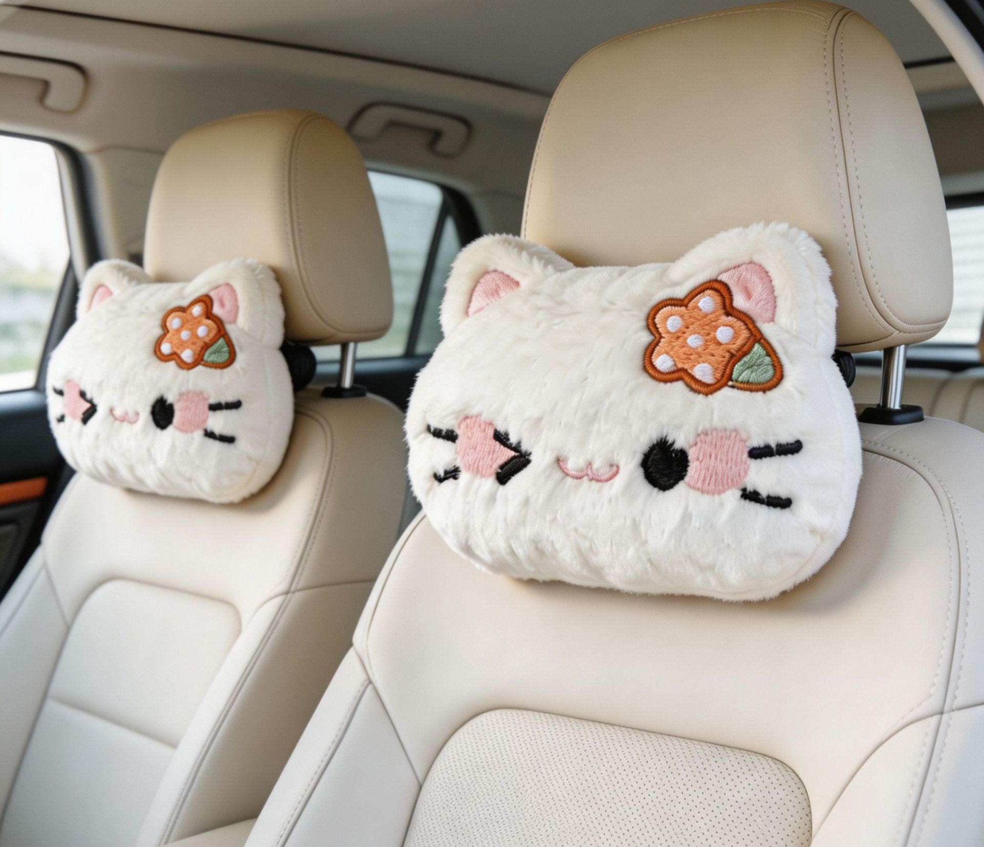 Kt Cat Plush Stuffed Toy Cartoon Car Headrest Pillow Neck Pillow Cute Car Headrest