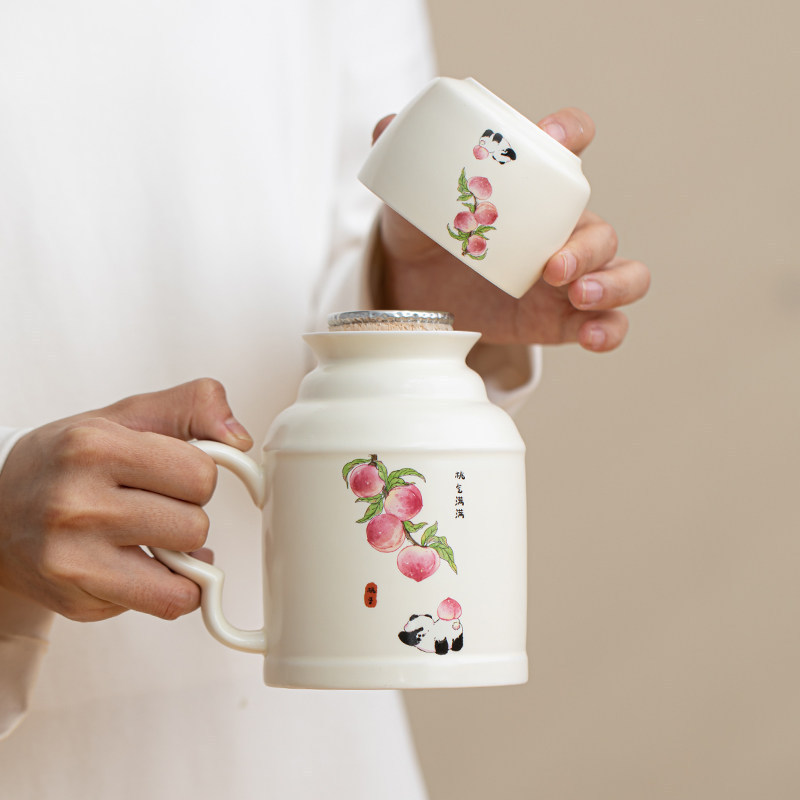 包邮logo国风暖水壶家用陶瓷闷水壶小暖壶中式复古带茶杯泡茶壶|undefined