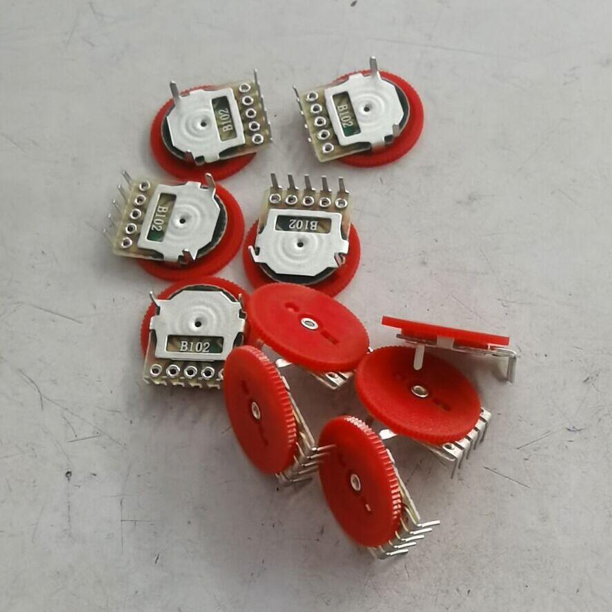 拨盘调音开关R1001单联16MM2MM阻值B500欧 红色旋钮电位器
