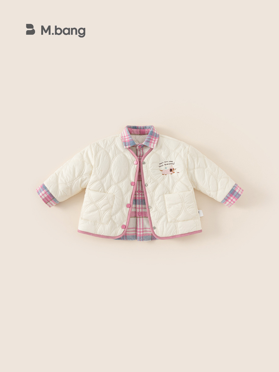 Youbao ropa para niños chaqueta para niñas modelos de otoño e invierno 2024 nuevo estilo estilo occidental falso dos piezas chaqueta de algodón cálida de invierno para niñas gruesas