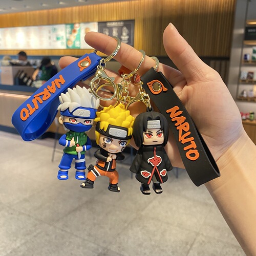 Naruto Cartoon Keychain Cute Three-dimensional Doll School Bag Pendant Accessories Car Key Chain Ring Small Gift
