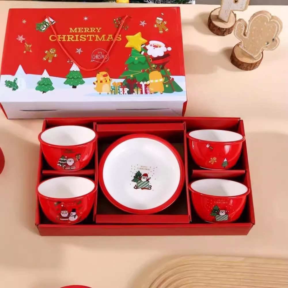 Cerámica de Navidad regalos platos de cerámica creativos conjuntos de platos de cerámica regalos de impresión de logotipo bol